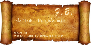 Füleki Benjámin névjegykártya